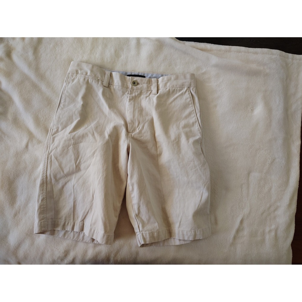 Banana Republic Womens Chino Shorts Beige Khaki Size 30 Flat Front Cotton Casual